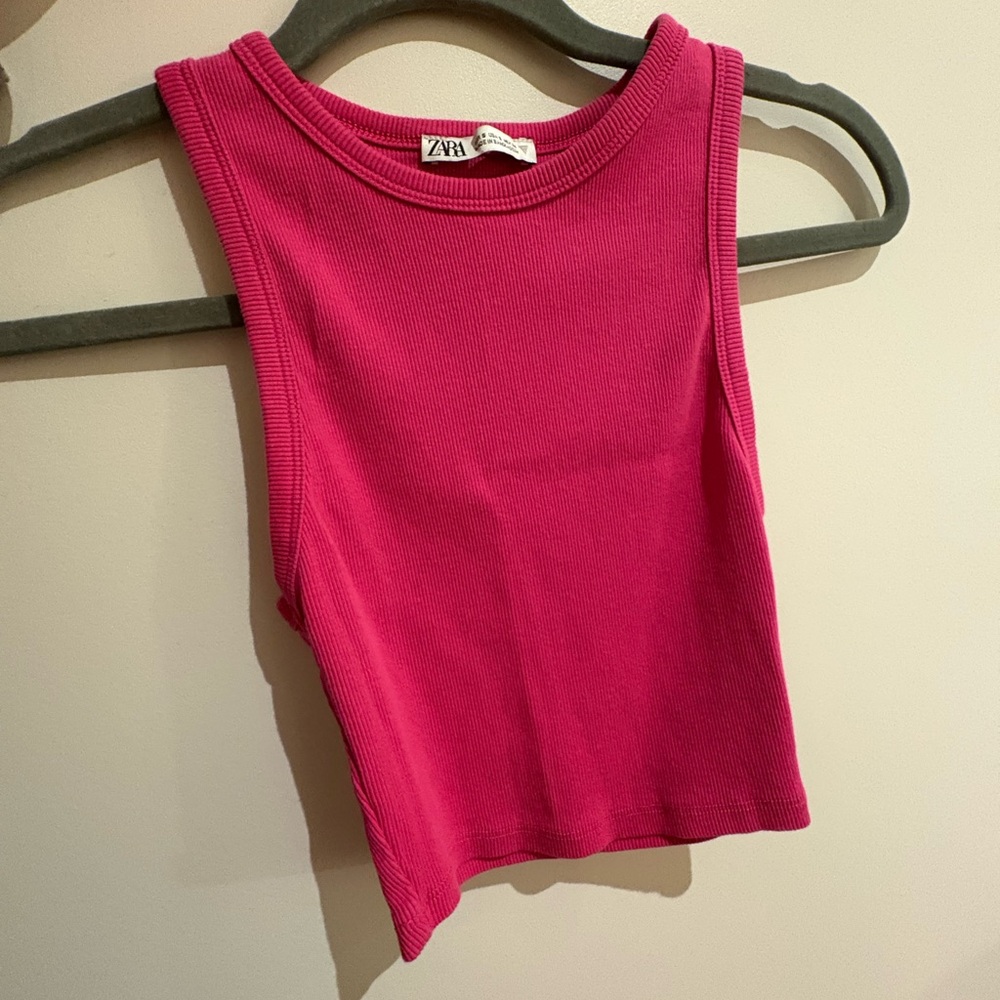 Zara Vibrant Pink Ribbed Top